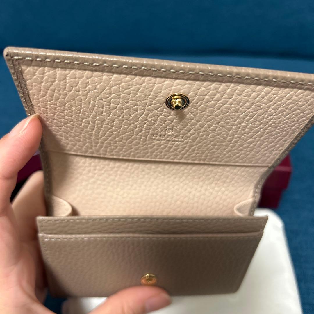 GUCCI ベージュ レザー 名刺入れ