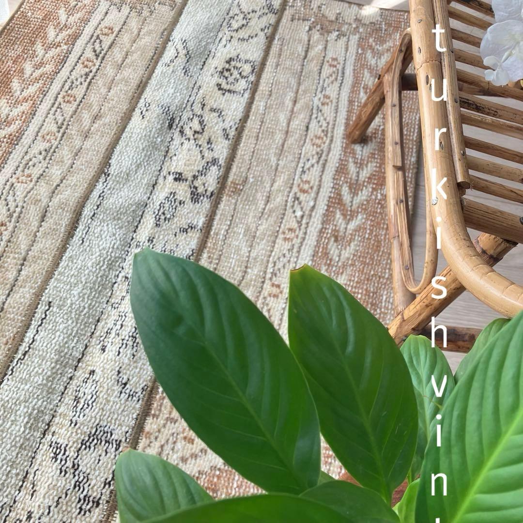 パッチワーク✳︎ 63×97✳︎キャラメル　マロンブラウン　トルコヴィンテージラグ