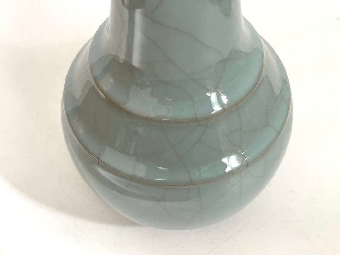 陶芸家　川瀬忍　青磁　花瓶　花入　中国写　中国古陶磁　箱なし