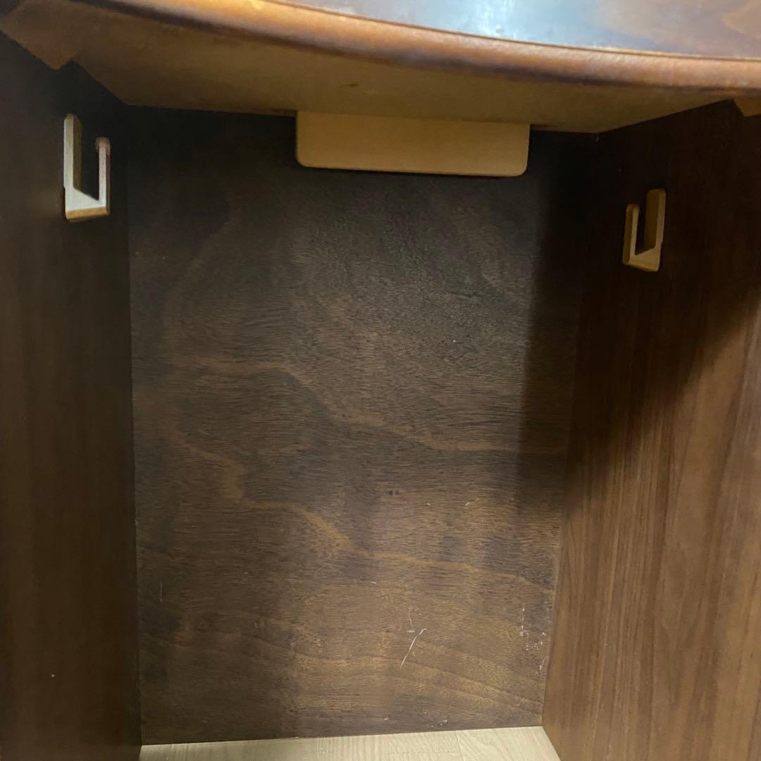 三面鏡　天然木　ドレッサー　オーク　レトロ　板ガラス　コンセント付き　高級家具