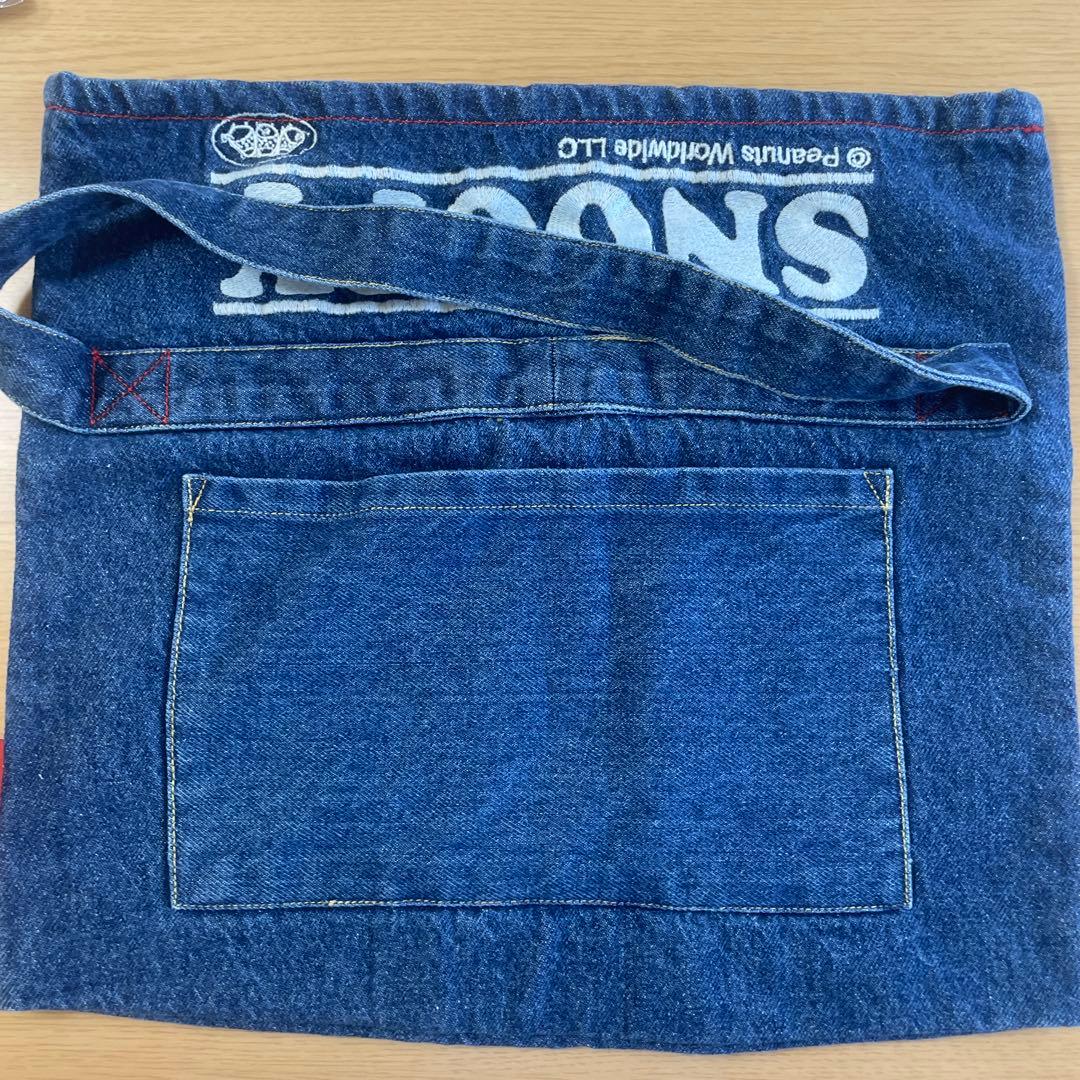 Vintage PEANUTS スヌーピー　デニム　手提げ　まちあり　刺繍