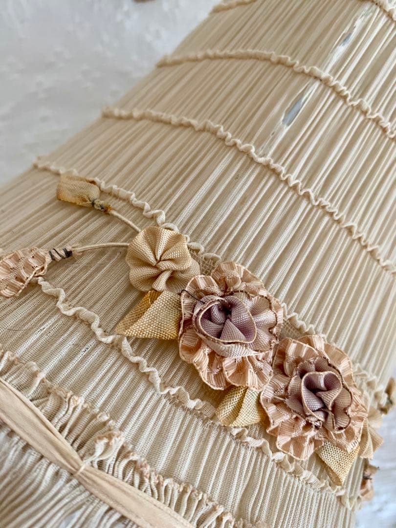 ビンテージ/アンティークロココモチーフテーブルランプ※フレンチスタイル陶器ローズ