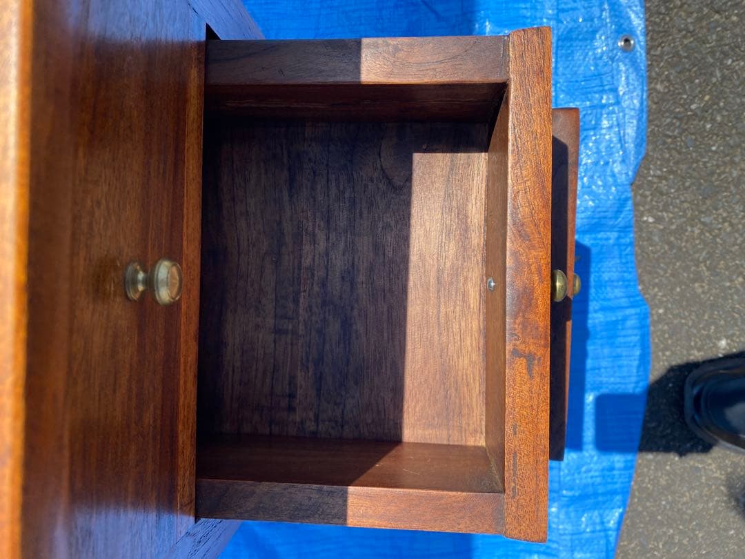 チーク無垢材 アンティーク調 チークスリム　チェスト ナイトテーブル サイド