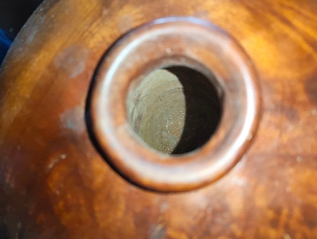 屋久杉飾り壺？ 蓋付き 台座付き