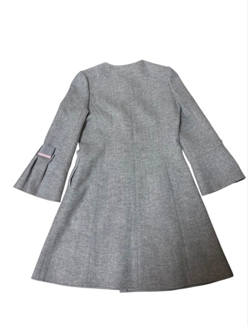 完売品✨　エムズグレイシー　ノーカラーコート　ウール　リボン　フレア　38