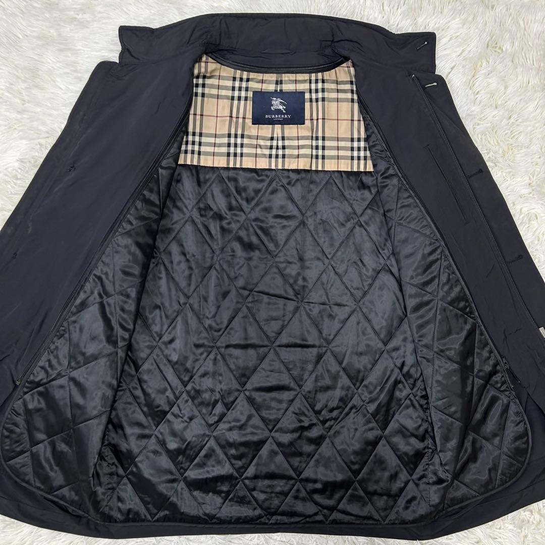 【美品/M】バーバリーロンドン ステンカラーコート アウター 黒 ライナー付