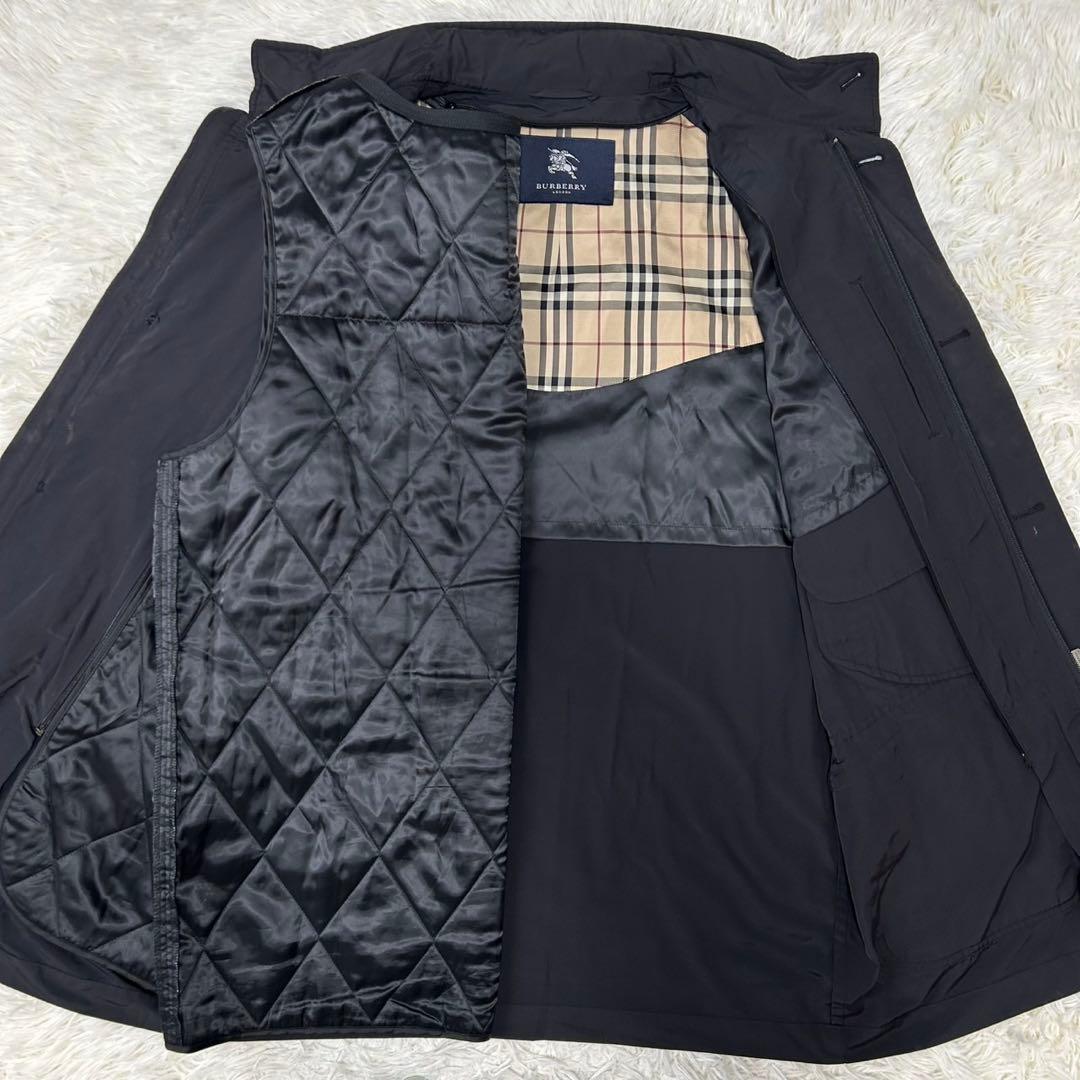 【美品/M】バーバリーロンドン ステンカラーコート アウター 黒 ライナー付