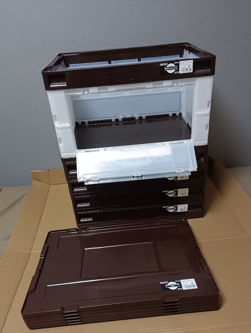 中古①　5個セット　折りたたみコンテナ　50L 長辺扉付　蓋あり