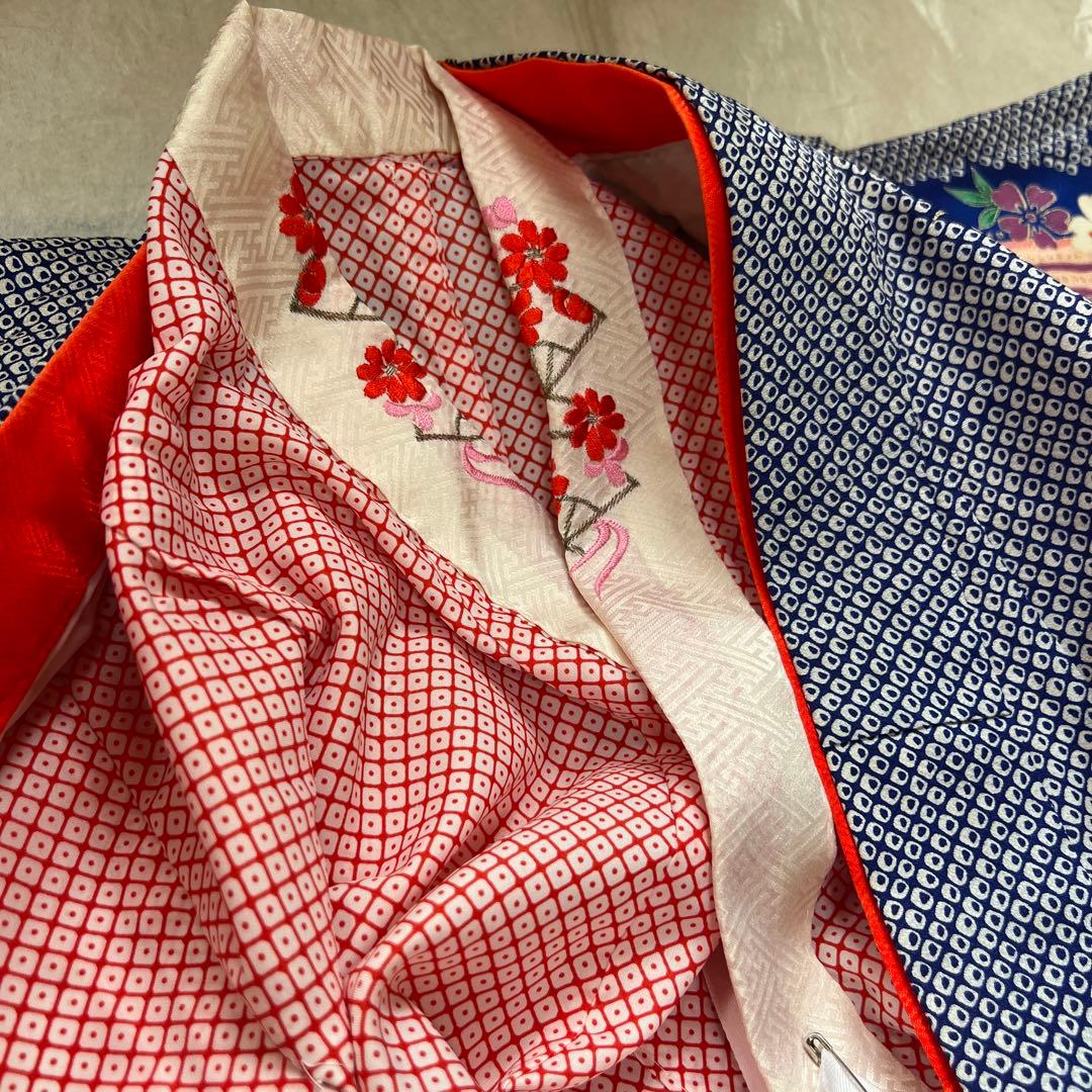 NICO！ 七五三　7歳　女の子着物セット　付け帯付き　草履　青しぼり調