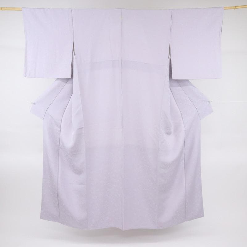 《長尺■色無地■牡丹鼠色◆細やか葡萄唐草地模様◆背紋有■袷正絹着物◆IP1-2》