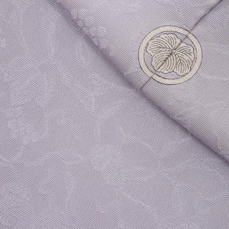 《長尺■色無地■牡丹鼠色◆細やか葡萄唐草地模様◆背紋有■袷正絹着物◆IP1-2》