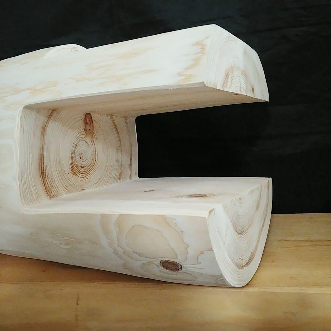 丸太椅子　ヒノキ　背もたれ付き