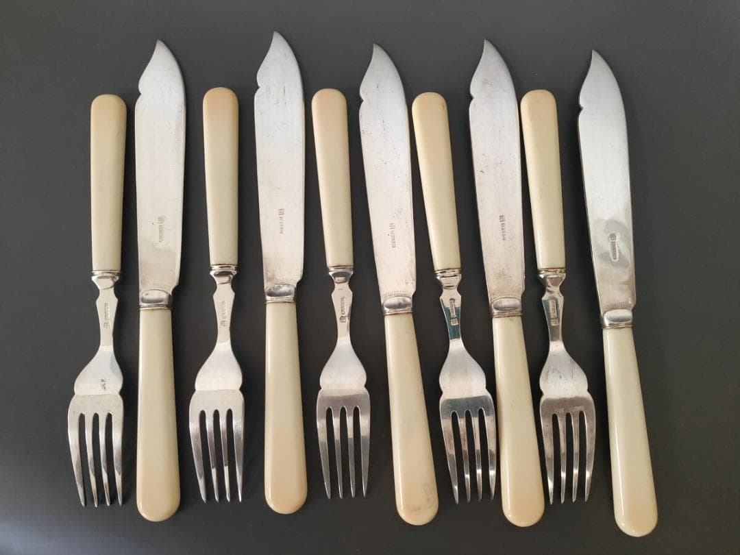 英国ヴィンテージ シルバープレート ナイフ フォーク 10本set (L10)