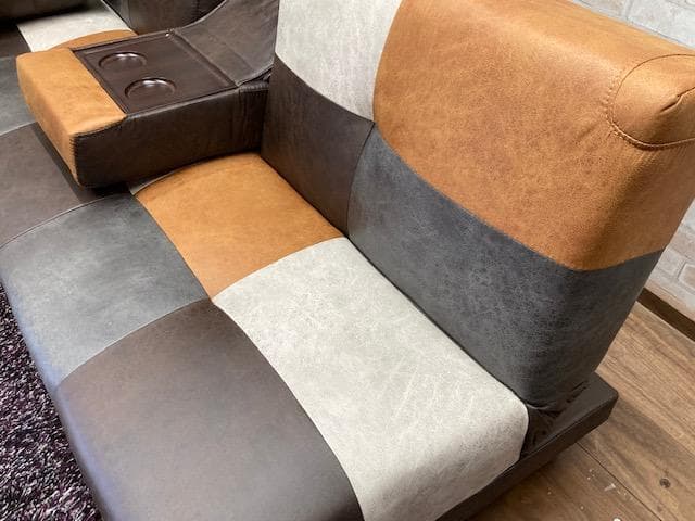 ソファーベッド　小テーブル付き　レザーファブリック　ソファ　新品