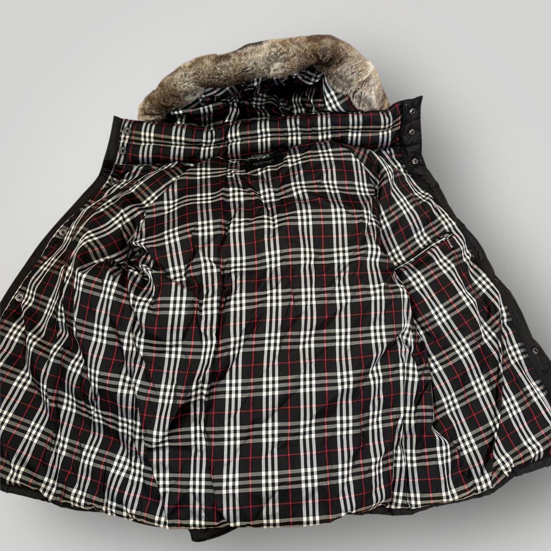 LL・美品　BURBERRY BLACK LABEL ファー付　ダウンジャケット