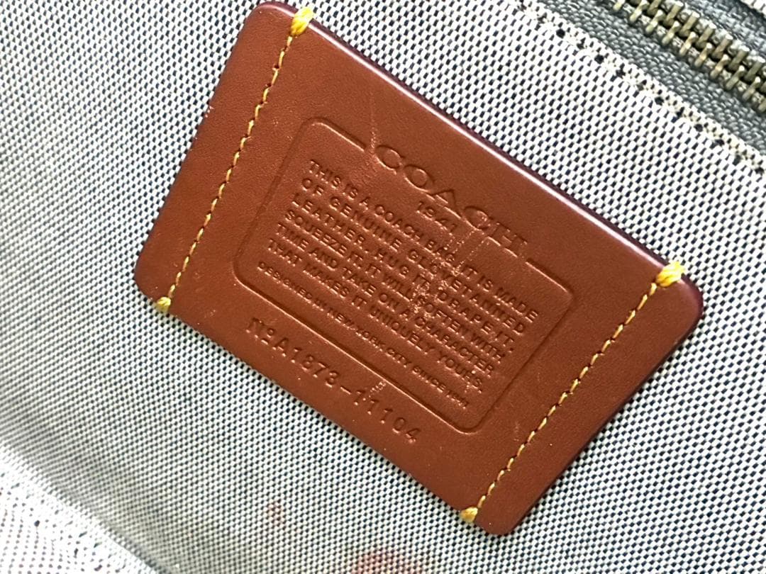 H7-196 コーチ レザー ビジネスバッグ ブルー 11104 (使用感あり)