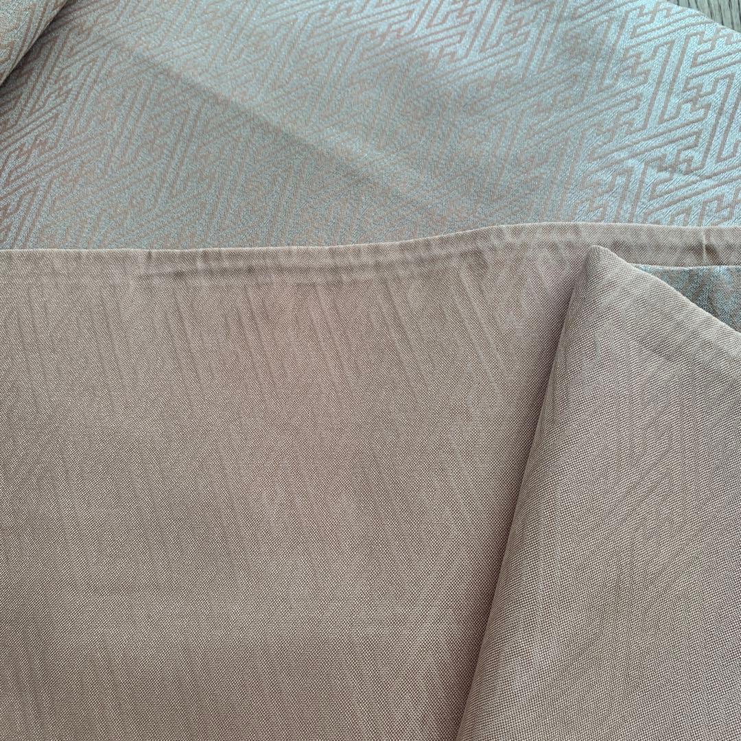 辻ヶ花柄 紗綾形地模様 袋帯 正絹 ピンクベージュ×銀糸 お太鼓柄