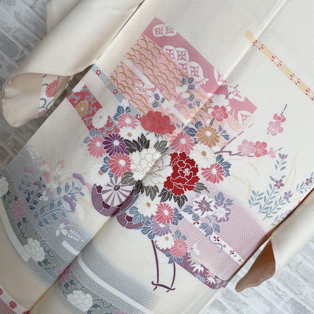 訪問着　フルセット　花ぐるま　金彩加工　華やか　入学式　卒業式　着物　I8