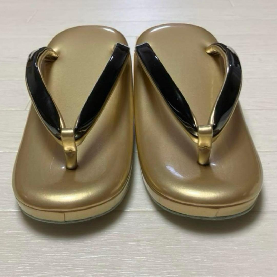 《美品》草履バッグセット　ゴールド　ブラック