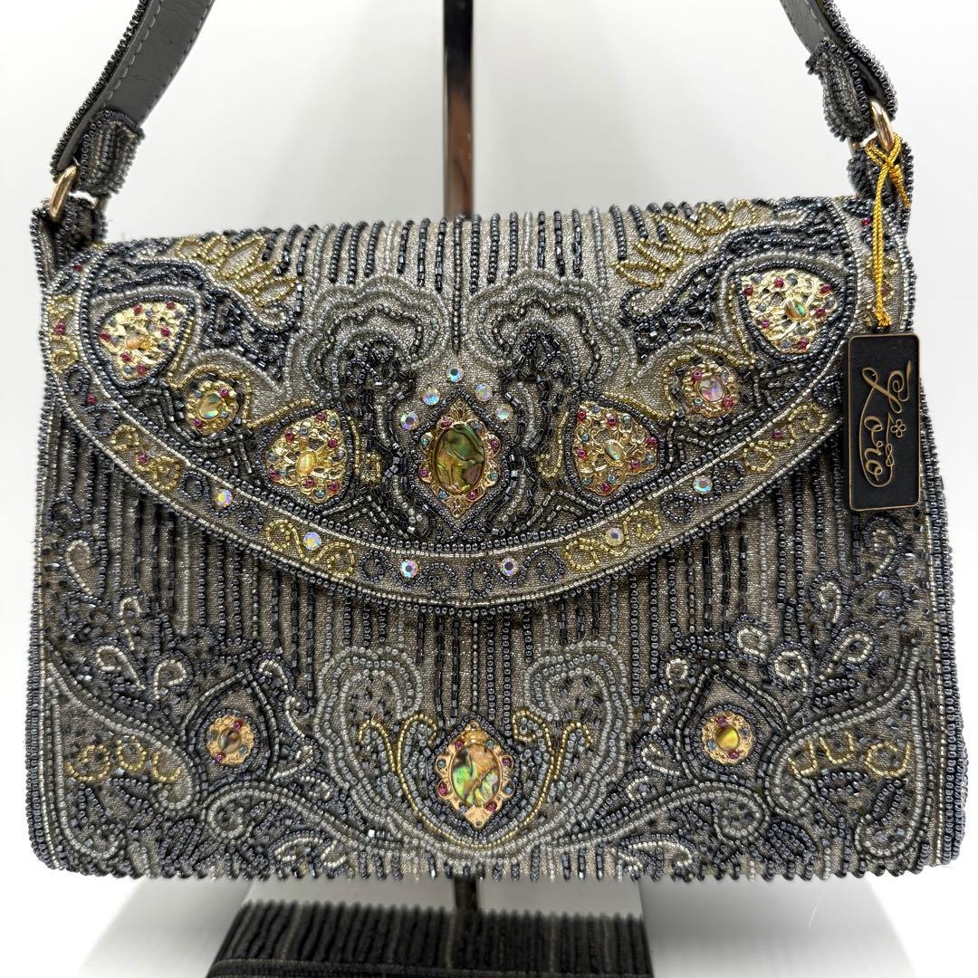 【超美品】　ロロピアーナ　ビーズバッグ　宝石装飾