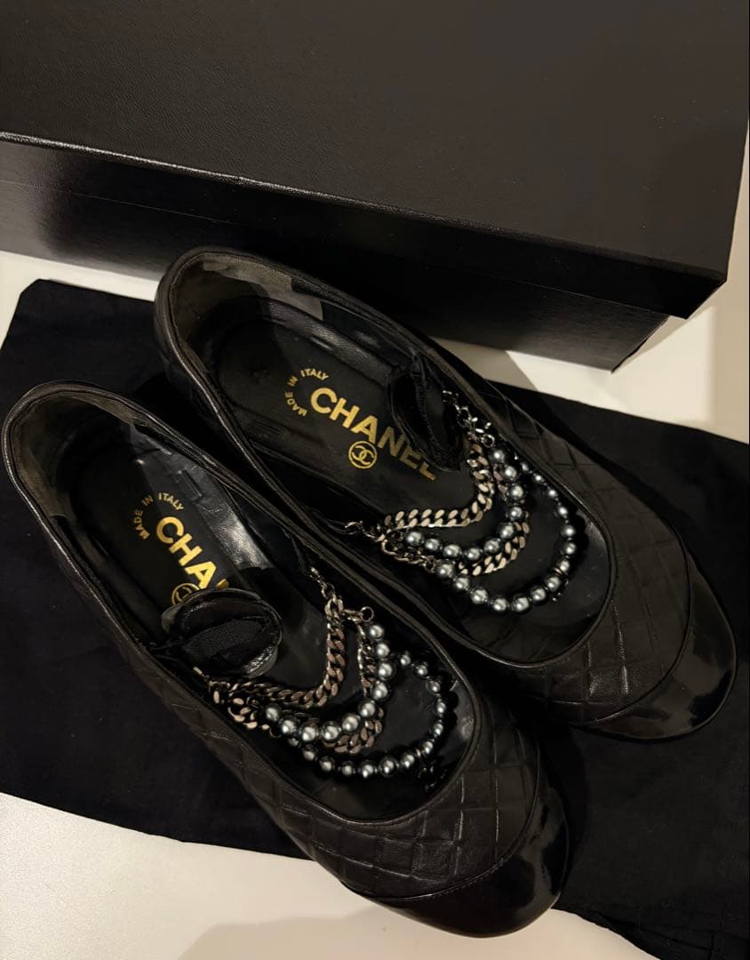 Chanel シャネル バレリーナ ココマーク パールパンプス フラットシューズ