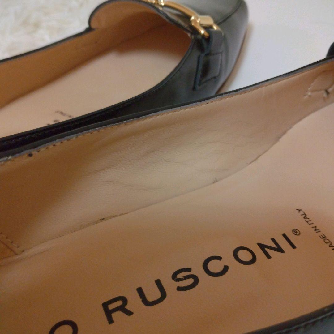 極美品 ファビオルスコーニ 本革 24.5 ビットローファー ローヒール 黒