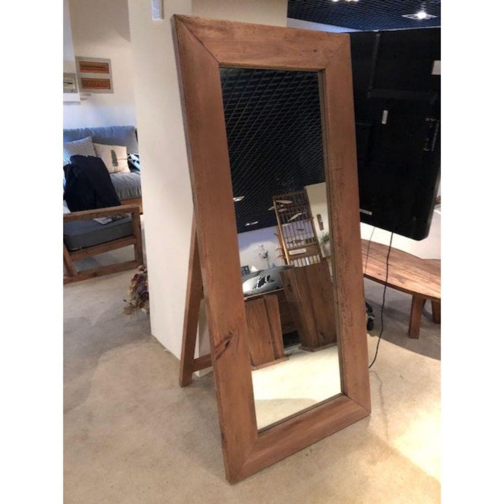 【送料無料】天然木古材　180cm ビッグミラー　全身鏡　スタンドミラー　北欧