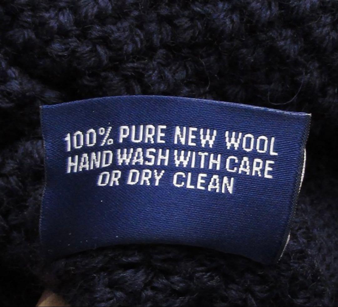 英国製/ガンジーウーレンズ/ケーブルニット ネイビーセーター