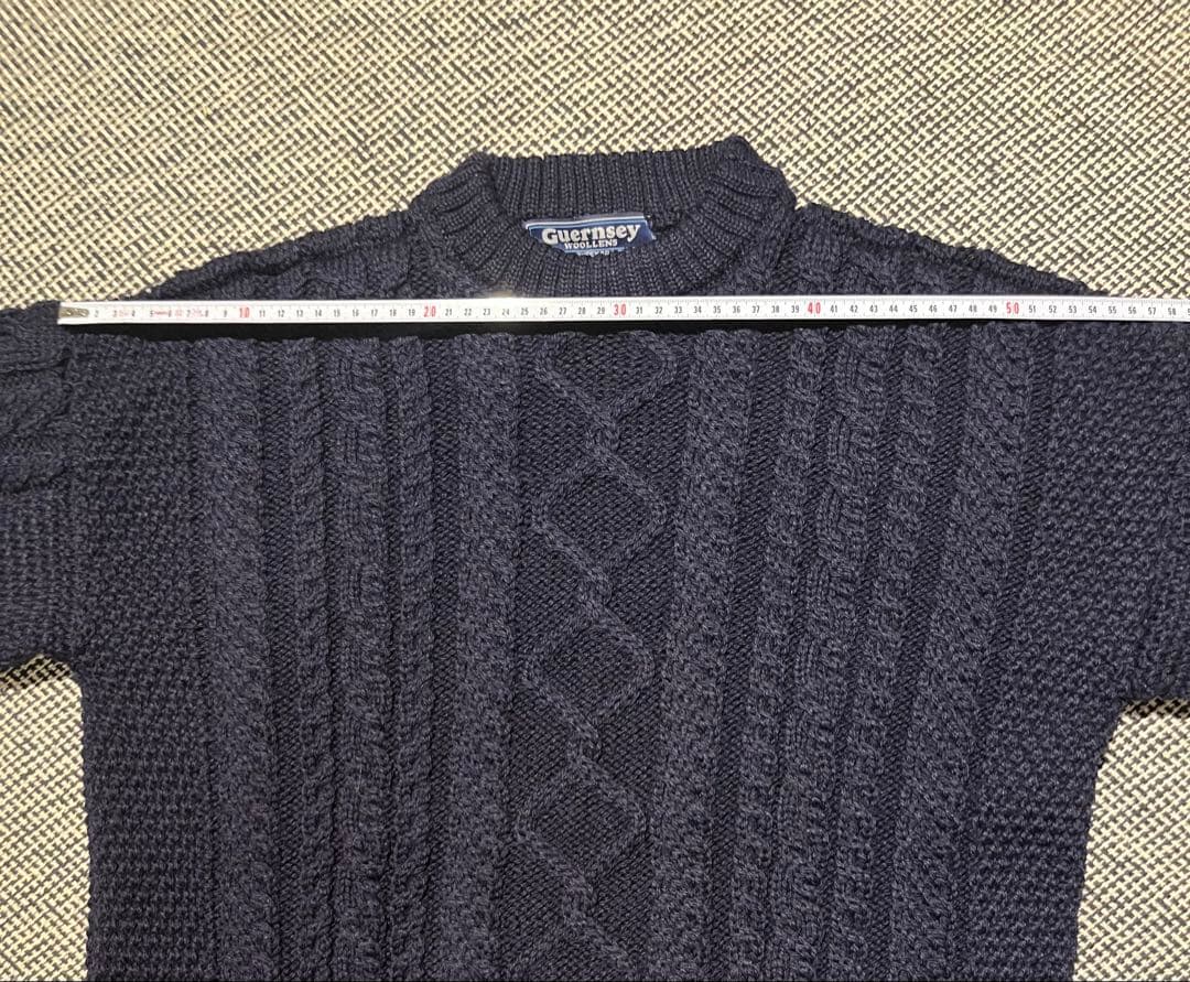 英国製/ガンジーウーレンズ/ケーブルニット ネイビーセーター