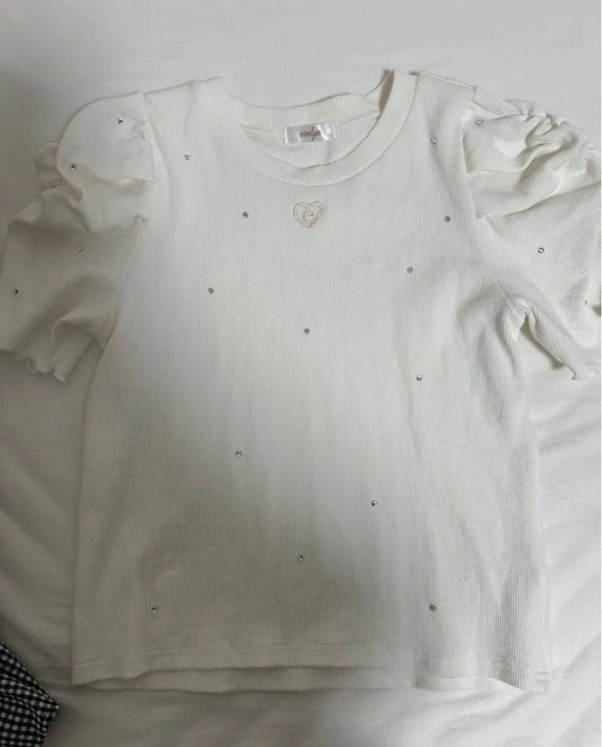 evelyn リボンキャミギャザーop ハート透かしビジューtp