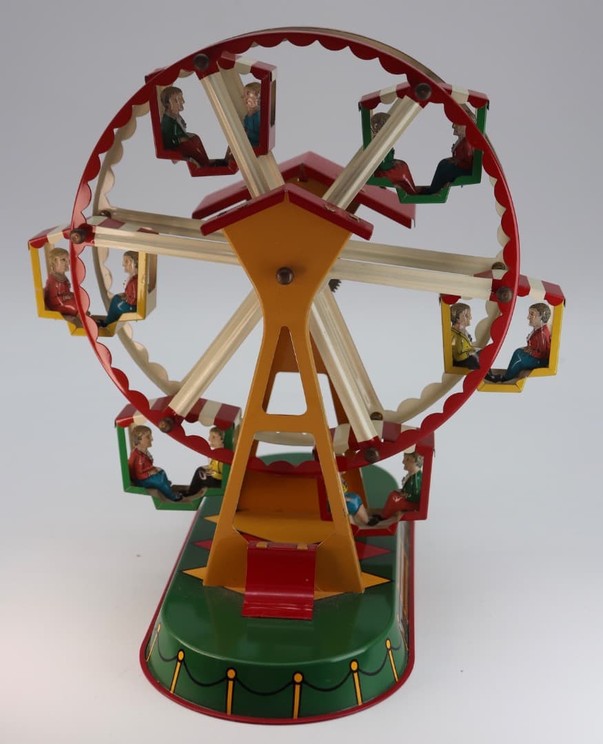 レアアイテム T＆W ドイツ製クロックワーク駆動、ブリキ製観覧車 約22cm