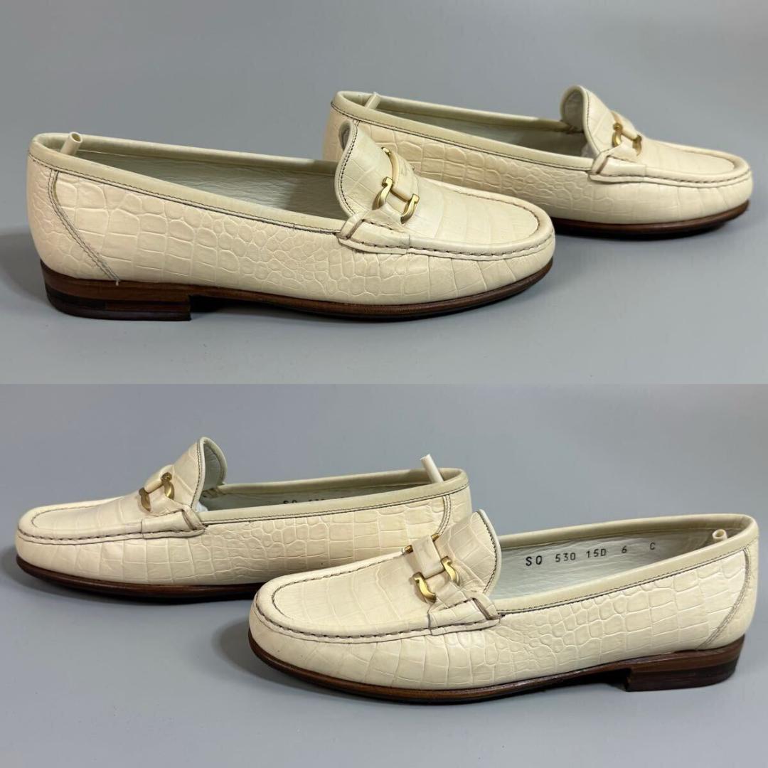 【未使用】フェラガモ クロコ 型押し ローファー 6サイズ イタリア製 元箱付き