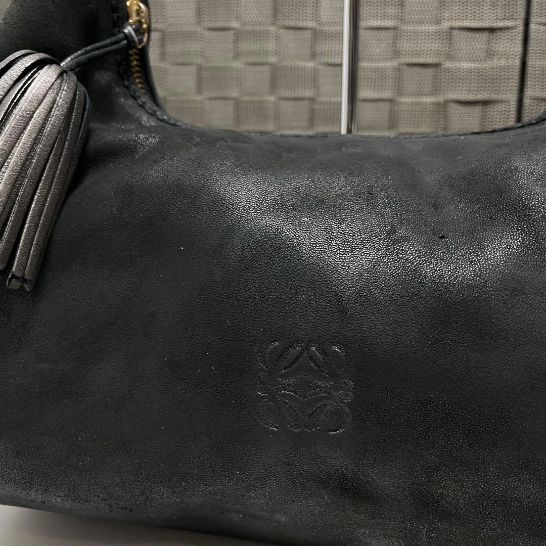 Y*K様 LOEWE ブラック　ナッパレザー ワンショルダーバッグ タッセル付き