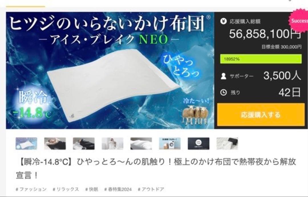 【新品】ヒツジのいらないかけ布団アイス・ブレイク NEO ホワイト200✖️190