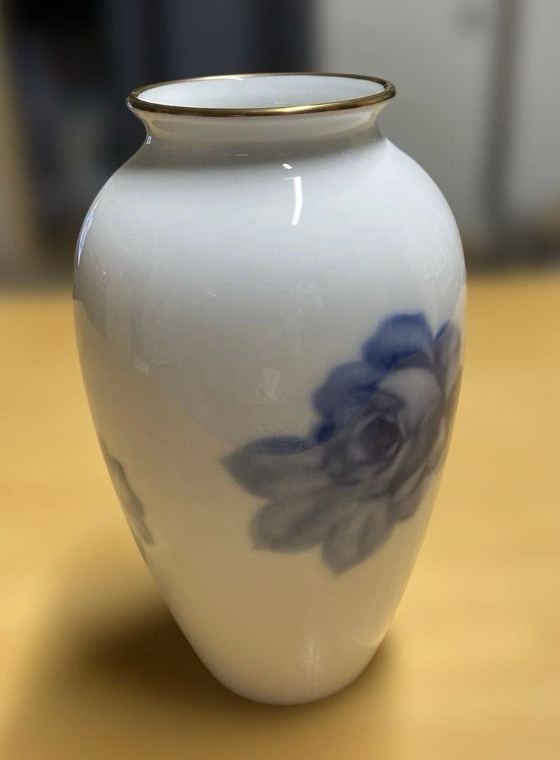 大倉陶園 Noritake 箱付き 花瓶 花器 壺 ブルーローズ