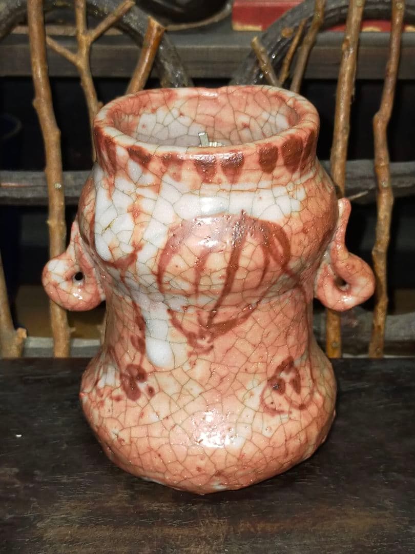 ♥志野　花器　桐箱付き　１　花瓶　掛花入れ　骨董品　アンティーク