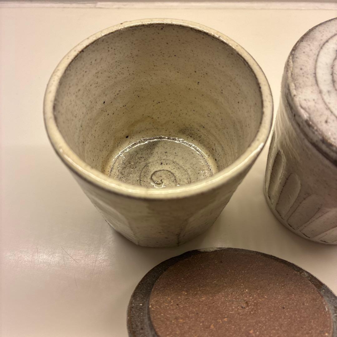 篠崎英夫　器　益子焼　蓋付き　猫　クリスマスツリー