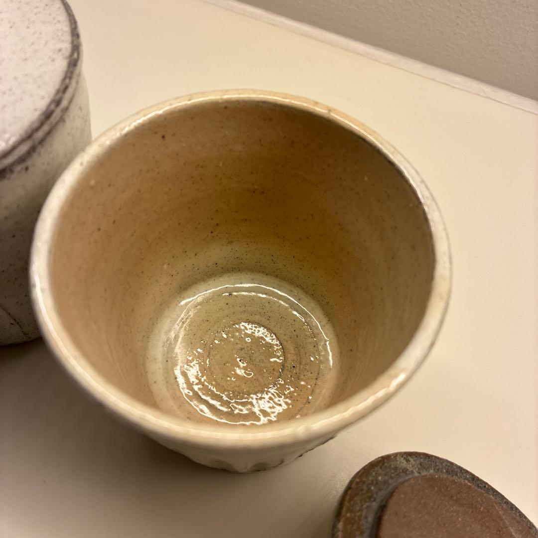 篠崎英夫　器　益子焼　蓋付き　猫　クリスマスツリー