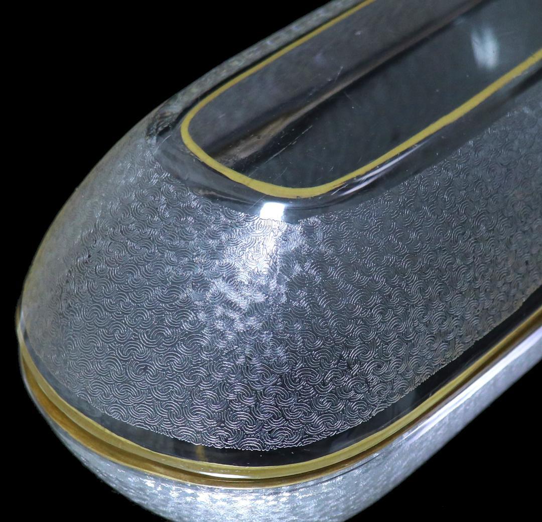 オールド・バカラ 珍品 春海商店特注青海波文金彩舟形鉢 24.6cm 懐石料理具