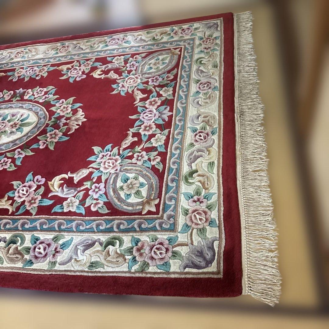 中国段通 花柄 カーペット織物 絨毯 じゅうたん ラグ マット 敷物 インテリア