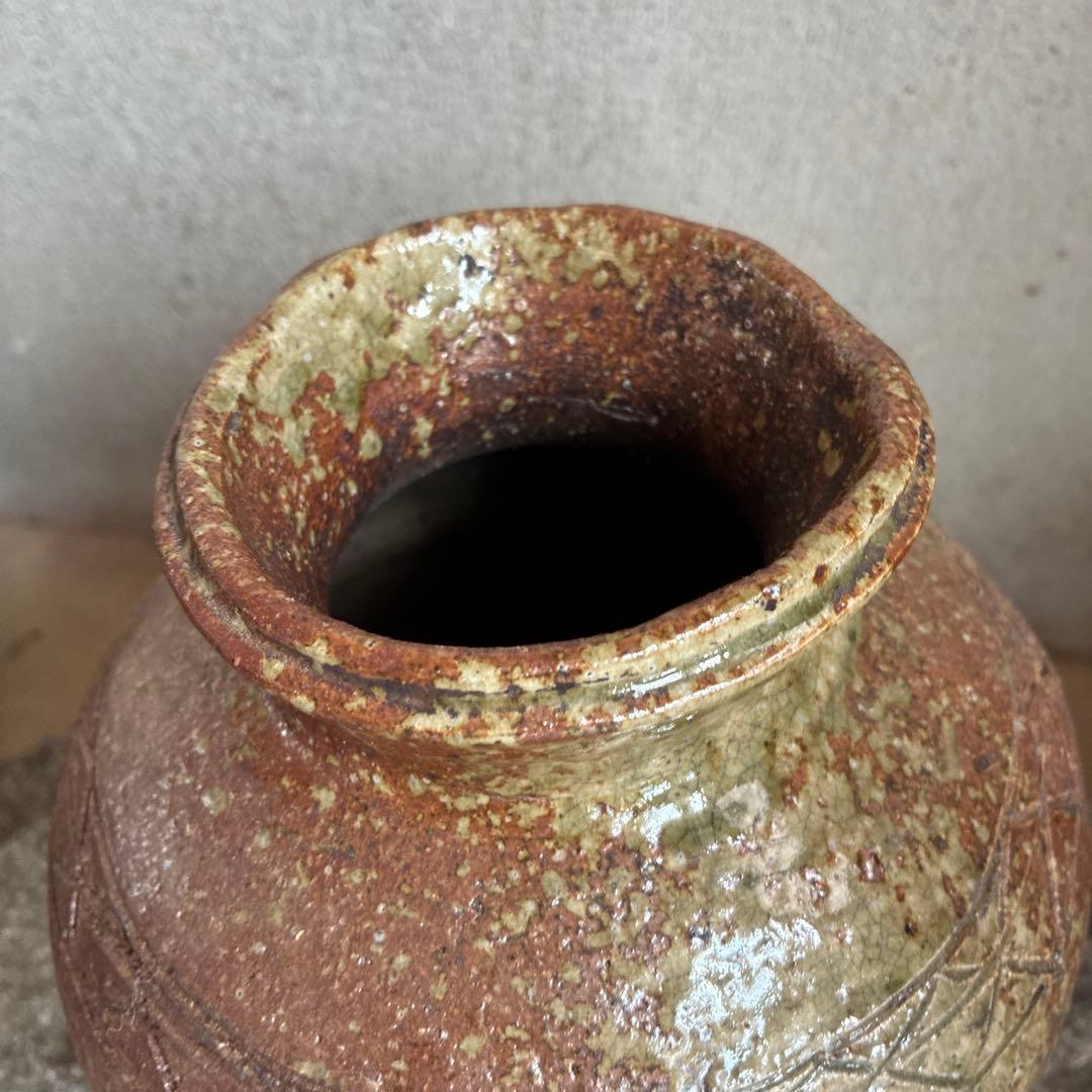 小壺　信楽焼　桧垣紋　伊賀