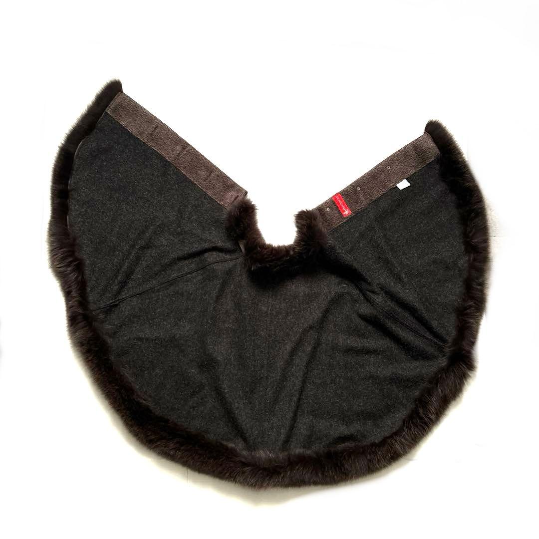 PIACENZA希少ベビーラマウール フォックスファーケープコート ポンチョ