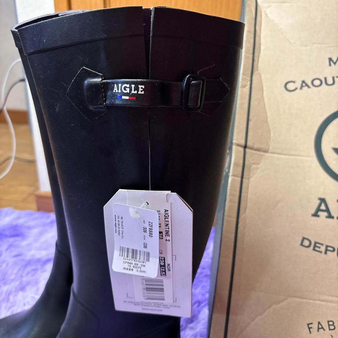 半額‼️AIGLE ブラック レインブーツ