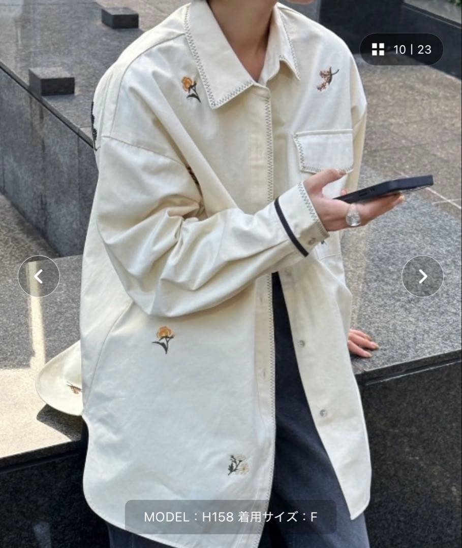 アメリSMALL FLOWER OVER SHIRTフラワーシャツ　アイボリー