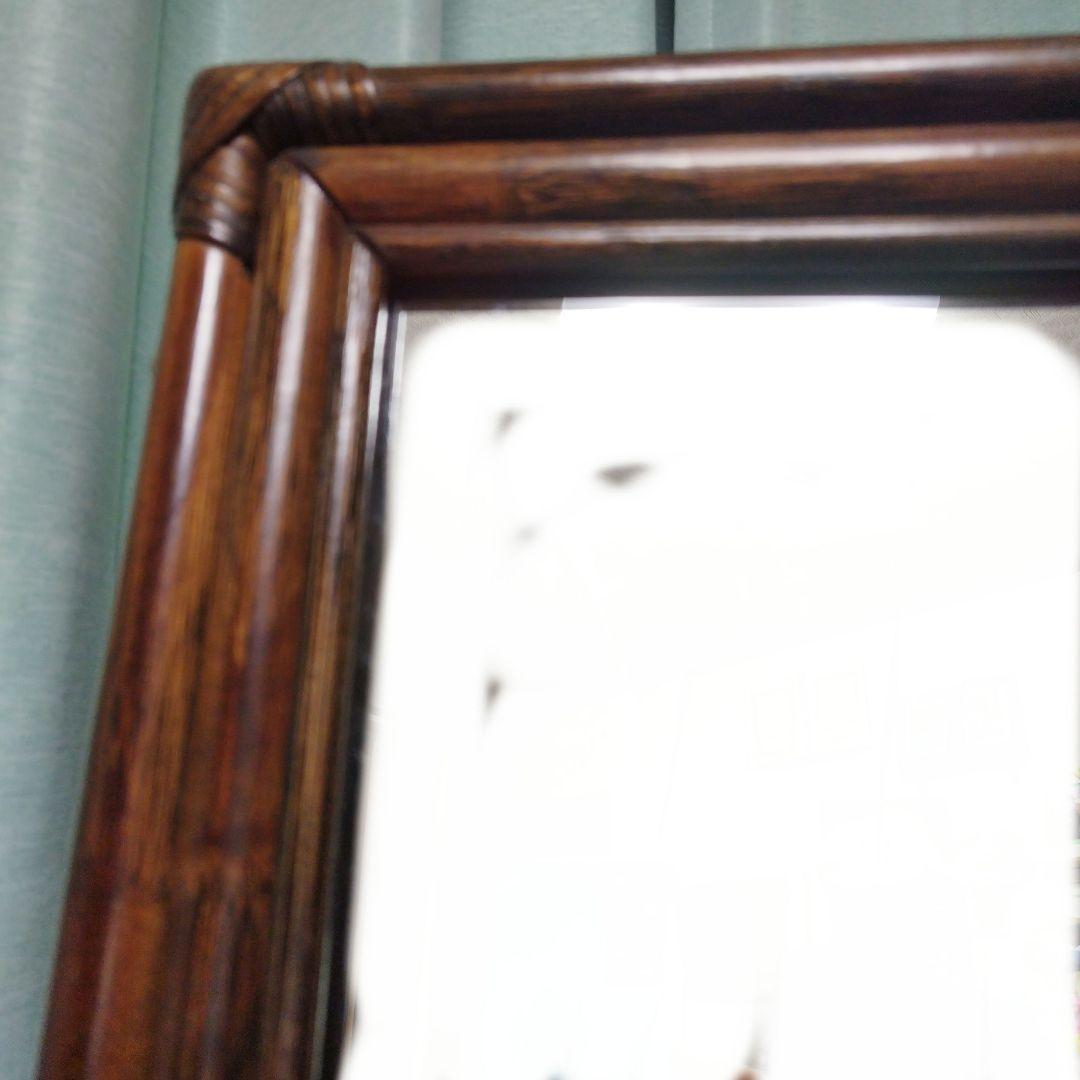 p*l様 レトロ　　ラタン　スタンドミラー　姿見