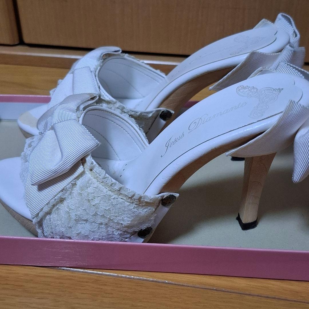 Jesus Diamante ホワイトリボンミュール