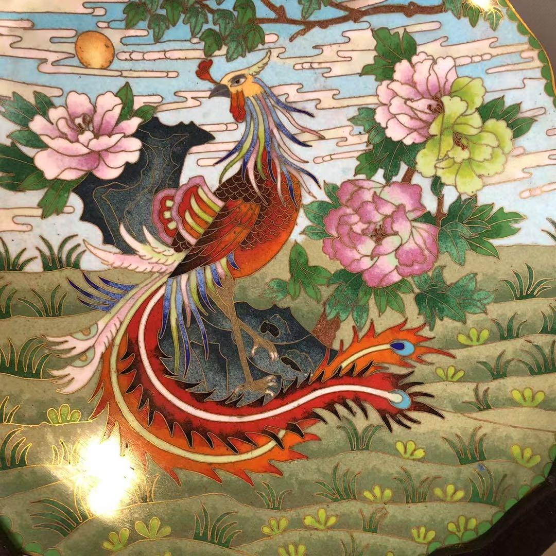 N390、中国古美術 景泰藍 七宝焼　珐琅彩絵 飾り 置物