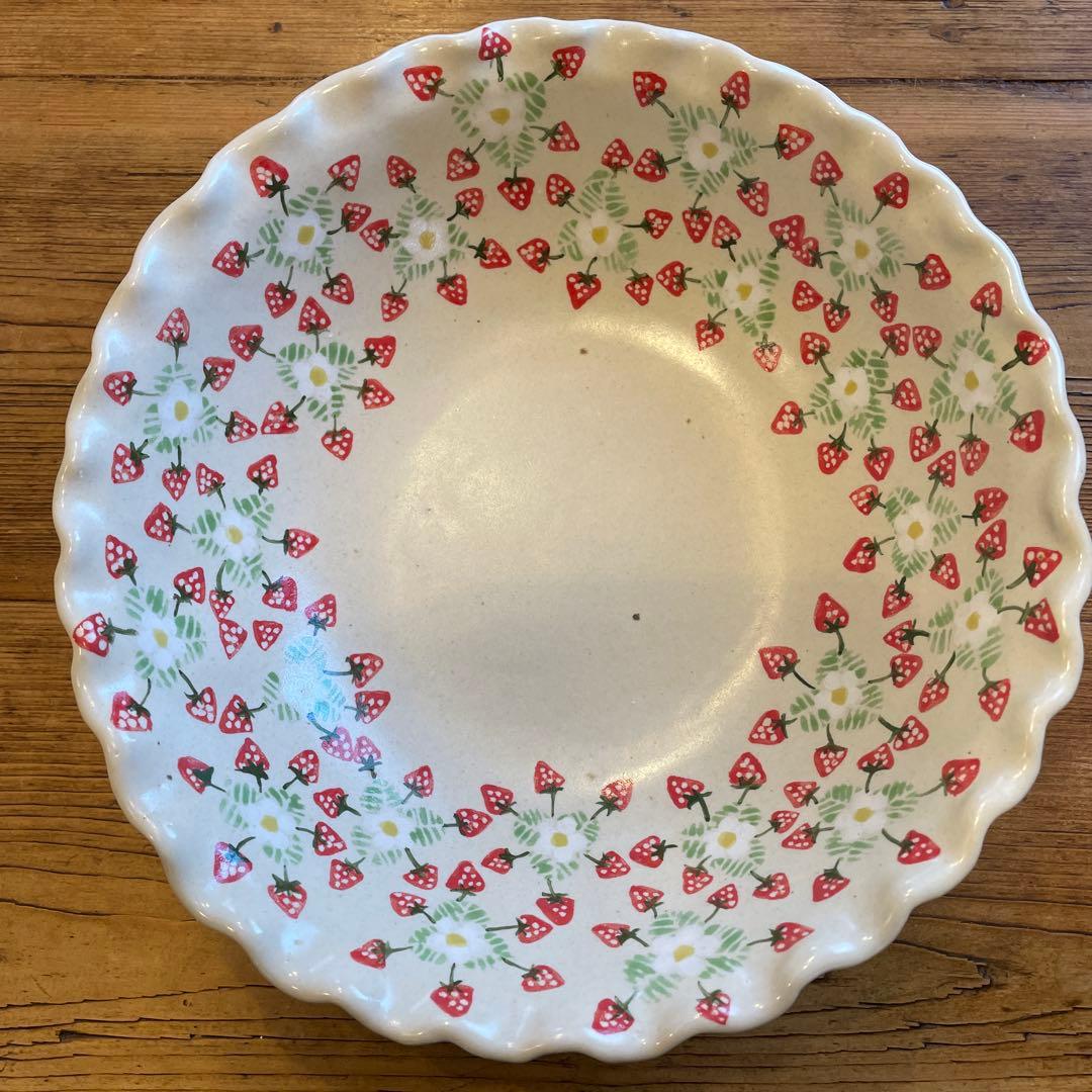 陶芸作家三浦愛子さんいちご模様が可愛い中鉢大鉢2点セット苺ストロベリーポタリー風