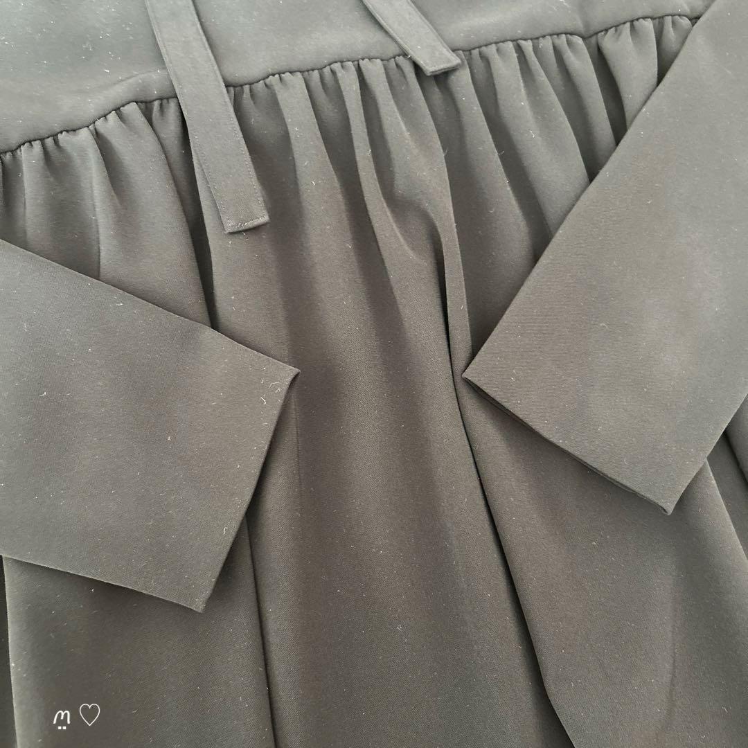 yoriヨリ　セレモニーリボンブラウス　36　ブラック　ペプラムシルエット　長袖