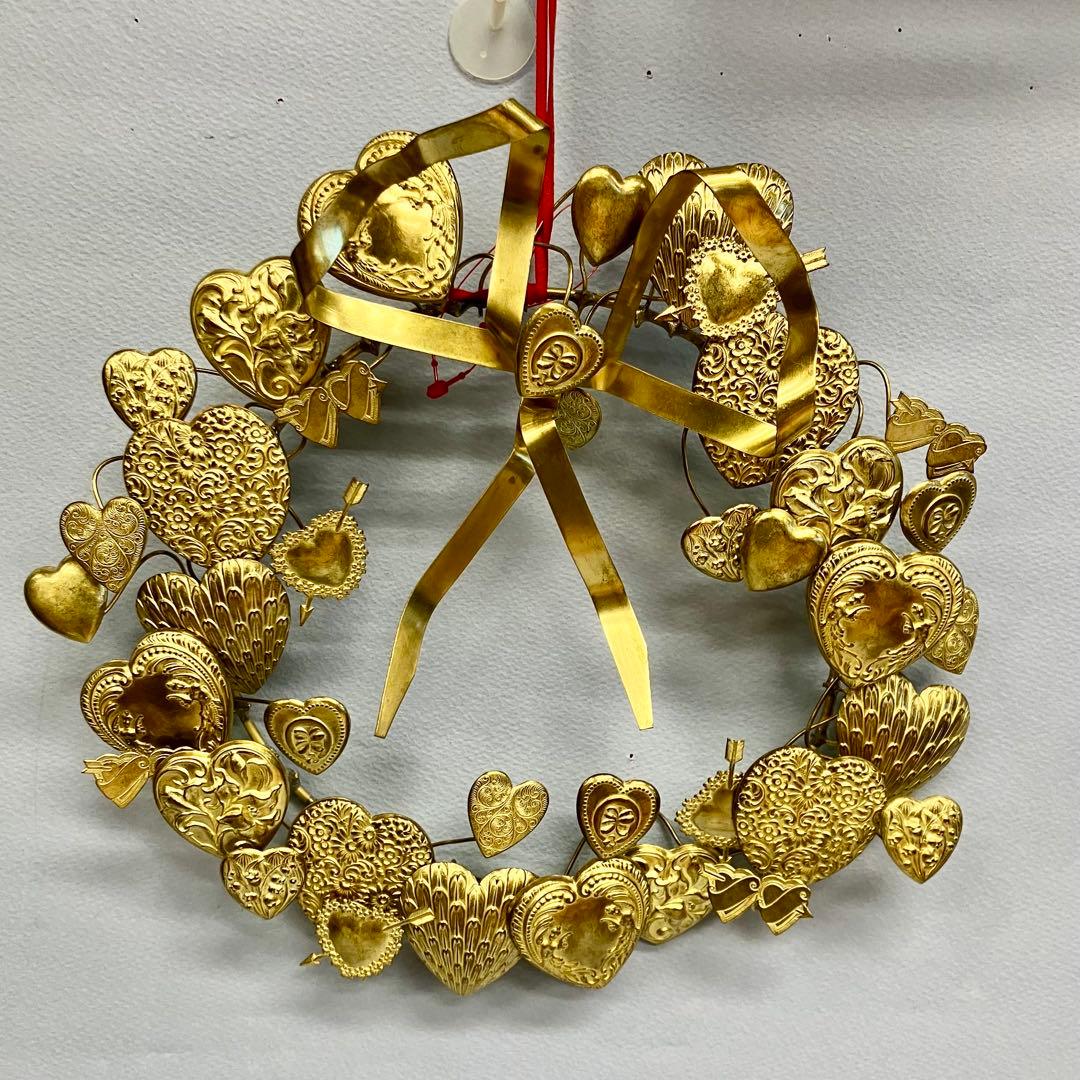 メタル　ハートアンティークリース